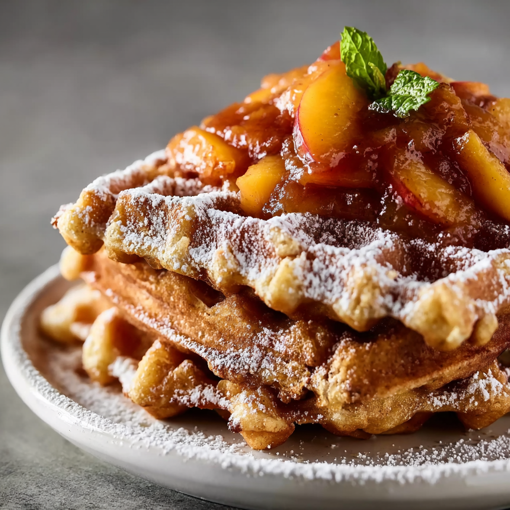 French Toast Waffles with Peach Sauce Recipe