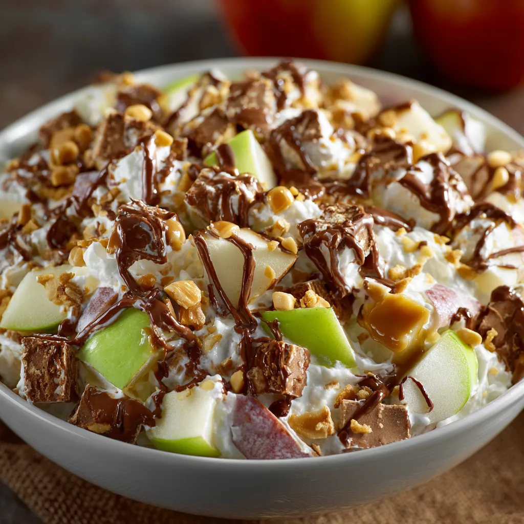 Easy Caramel Apple Snickers Salad