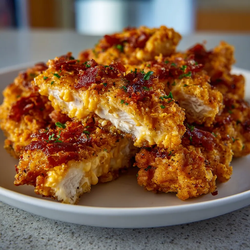 Close-up of golden-brown, crispy buttermilk chicken strips, perfect for dipping and showcasing the crave-worthy texture.