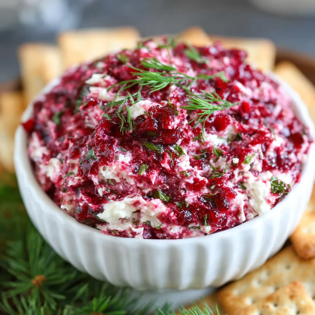 Christmas cranberry jalapeno dip, a party-perfect appetizer with a vibrant red and green color, is shown in a serving bowl surrounded by tortilla chips, ready to be enjoyed.