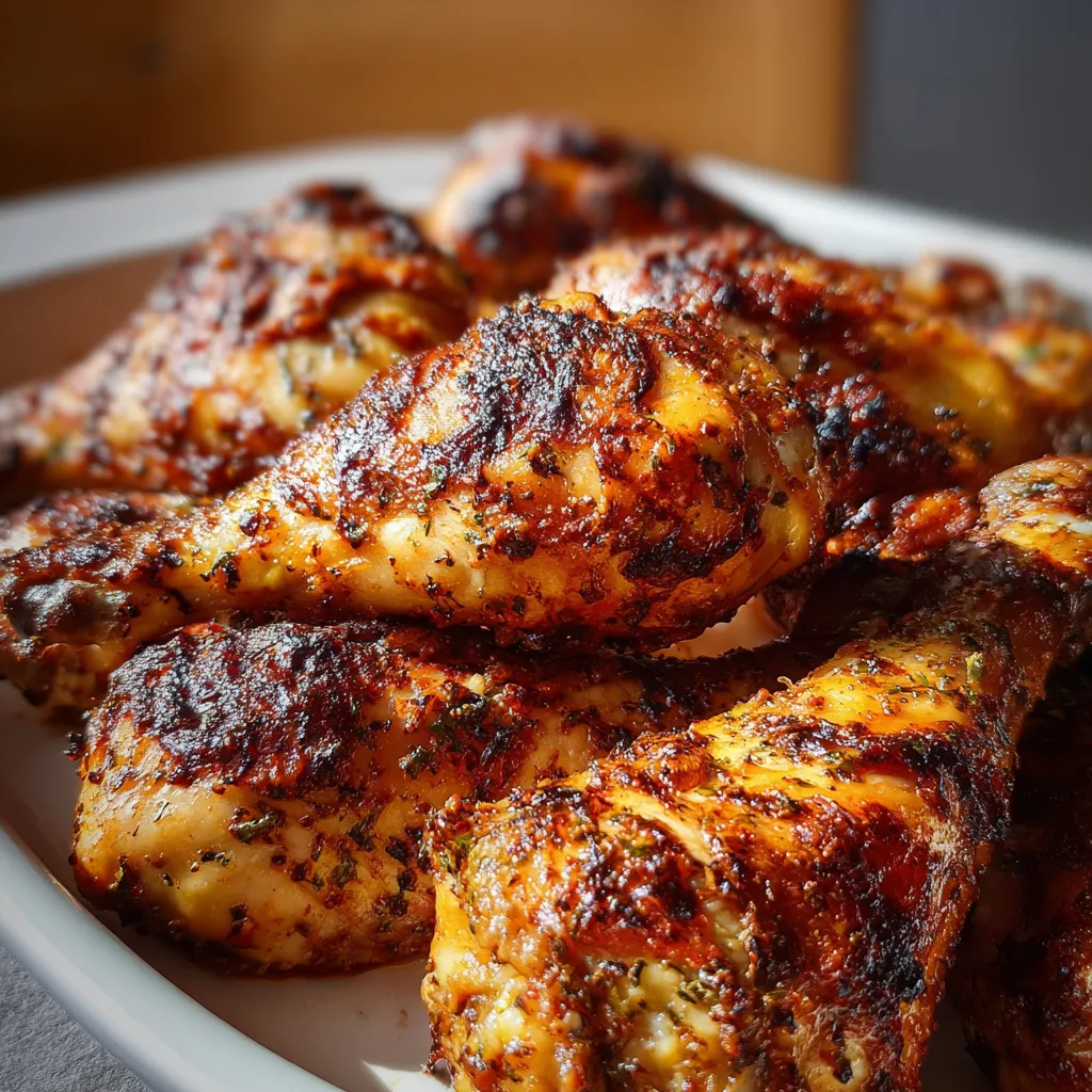 Oven-baked chicken drumsticks are displayed in a serving dish, showcasing their crispy skin and juicy interior as part of a recipe for easy and quick weeknight meals.