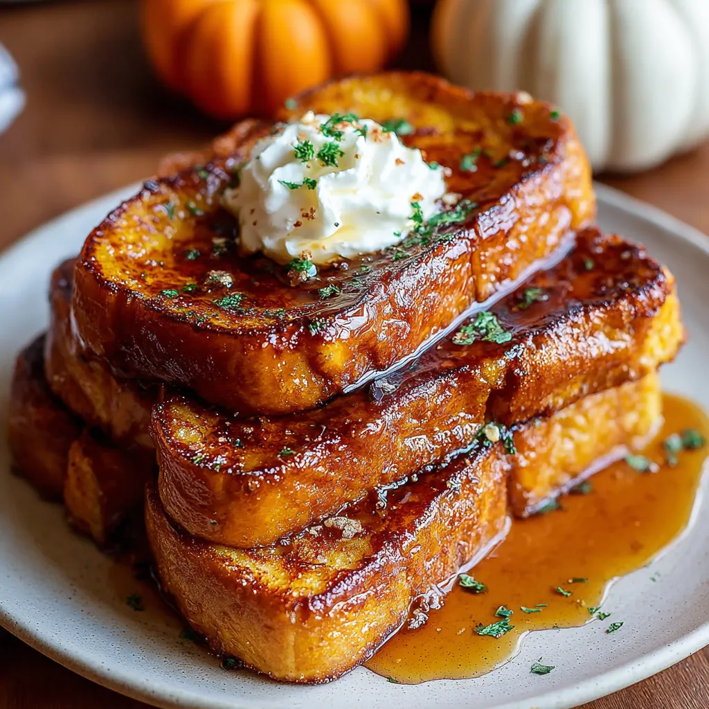 A delicious pumpkin French toast breakfast is shown as a second image related to the best fall pumpkin French toast recipe.